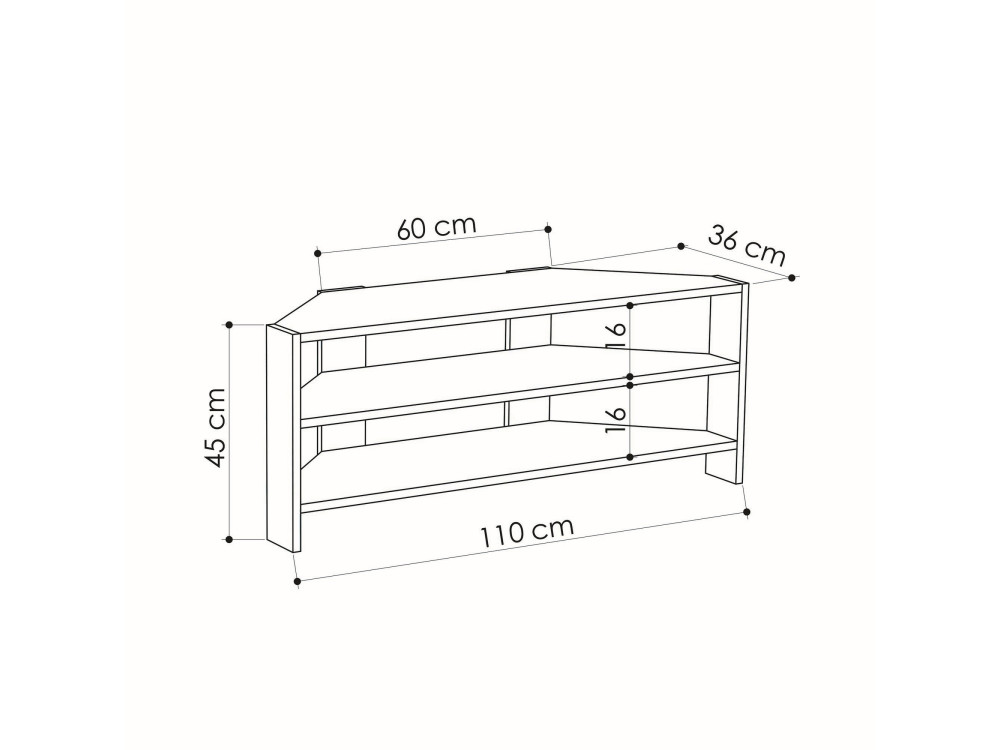 Soporte de TV de madera "ThalesCorner" - 110 x 36 x 45 cm - Blanco