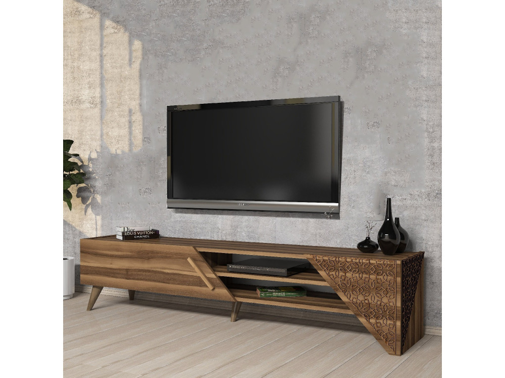 Soporte de TV de madera "Beril" - 180 x 40 x 37 cm - Nogal