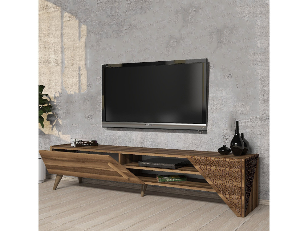 Soporte de TV de madera "Beril" - 180 x 40 x 37 cm - Nogal