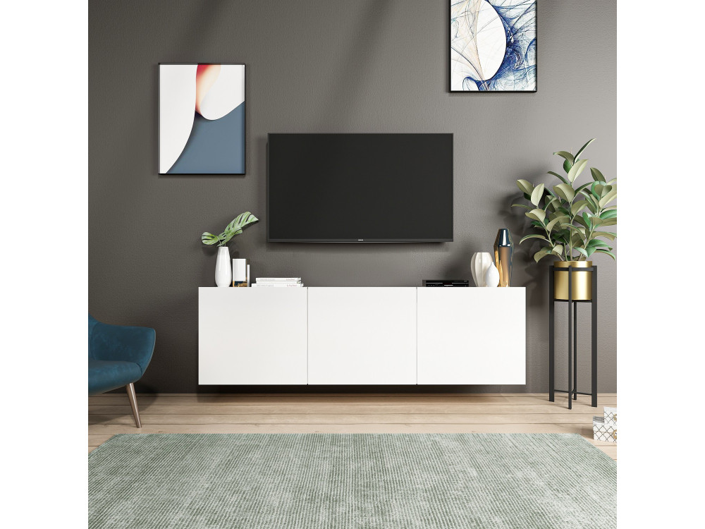 Soporte de TV de madera "Blanco" - 150 x 31 x 44 cm - Blanco