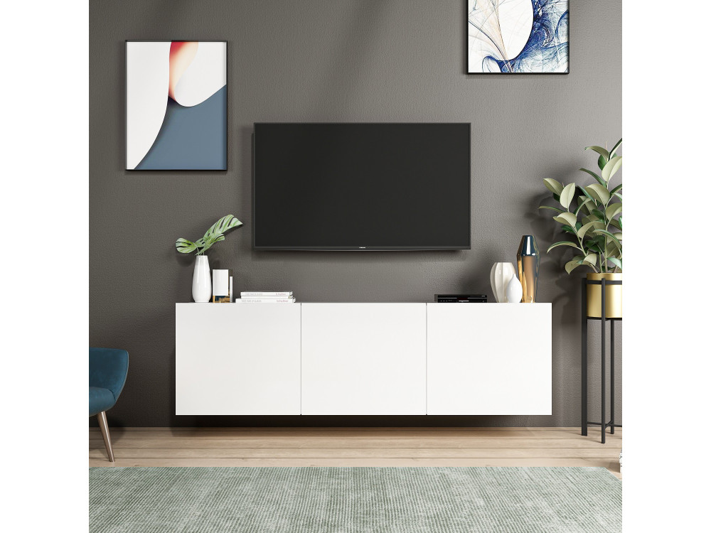 Soporte de TV de madera "Blanco" - 150 x 31 x 44 cm - Blanco