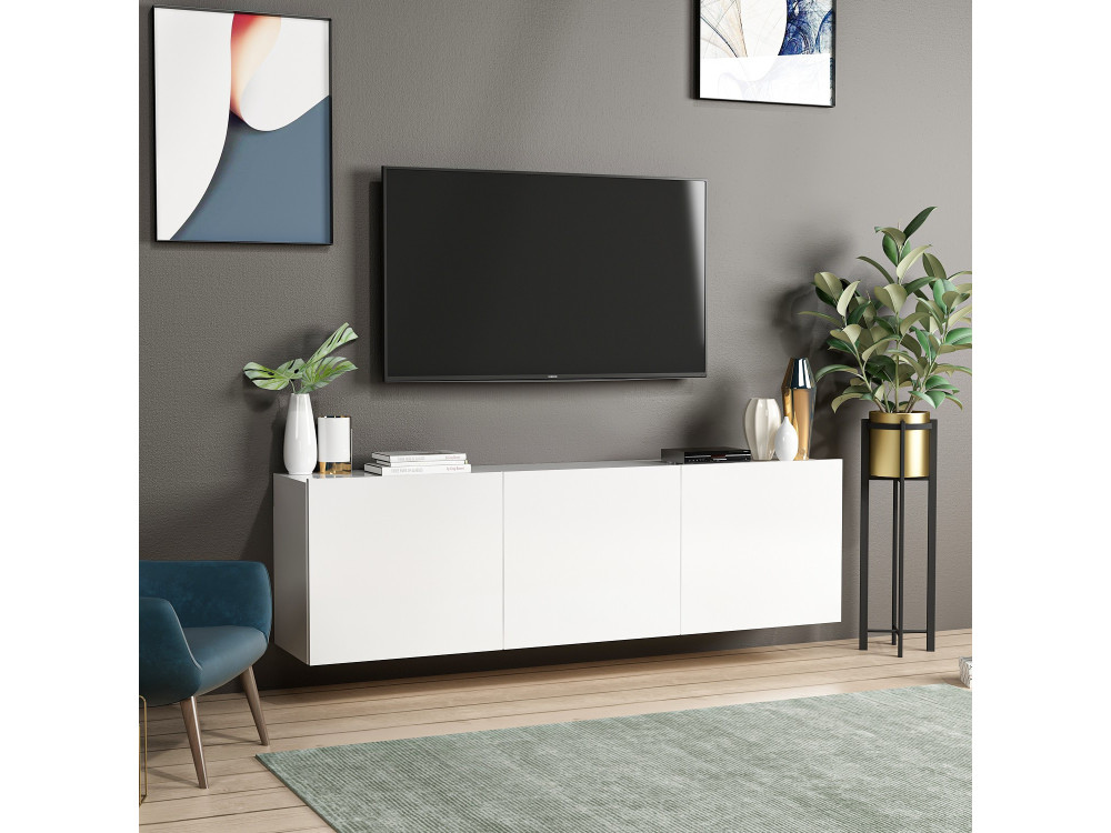 Soporte de TV de madera "Blanco" - 150 x 31 x 44 cm - Blanco