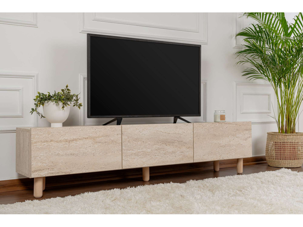 Soporte de TV de madera "Alvin" - 180 x 31 x 42 cm - Beige