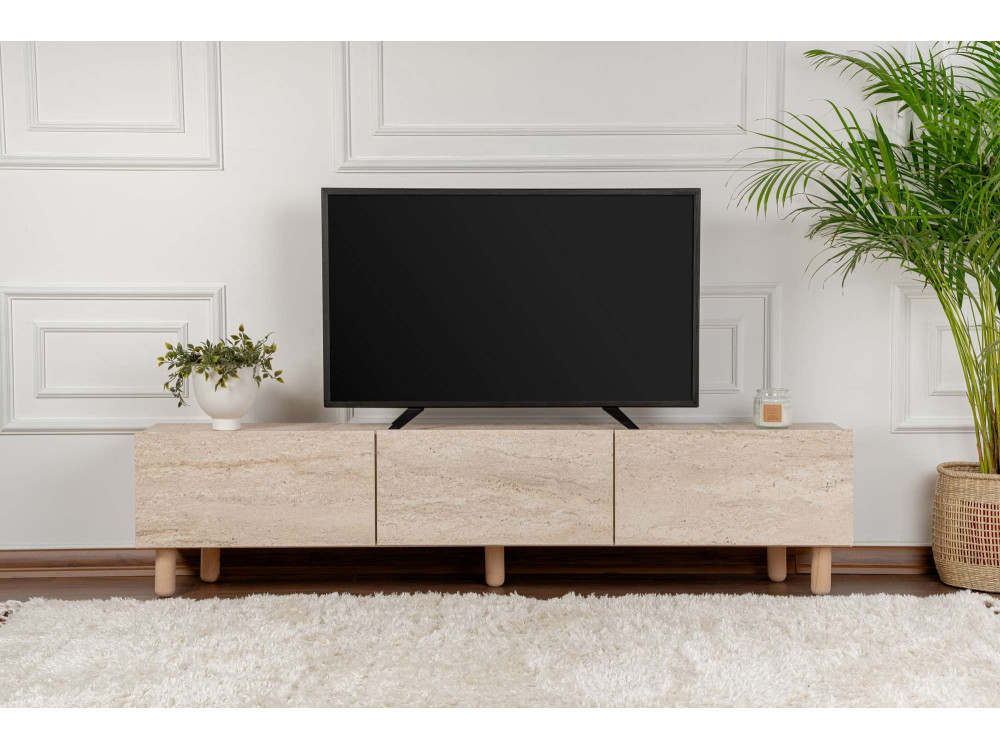 Soporte de TV de madera "Alvin" - 180 x 31 x 42 cm - Beige