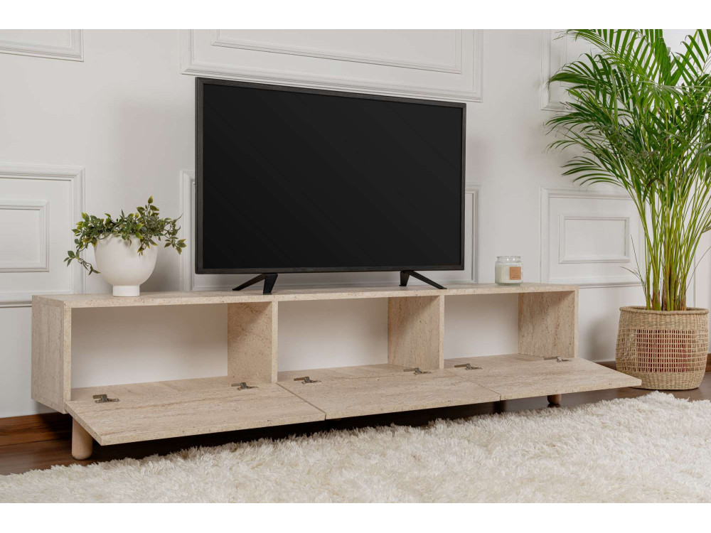 Soporte de TV de madera "Alvin" - 180 x 31 x 42 cm - Beige