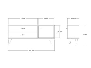 Soporte de TV de madera "Jena" - 120 x 29 x 50 cm - Pino Atlántico