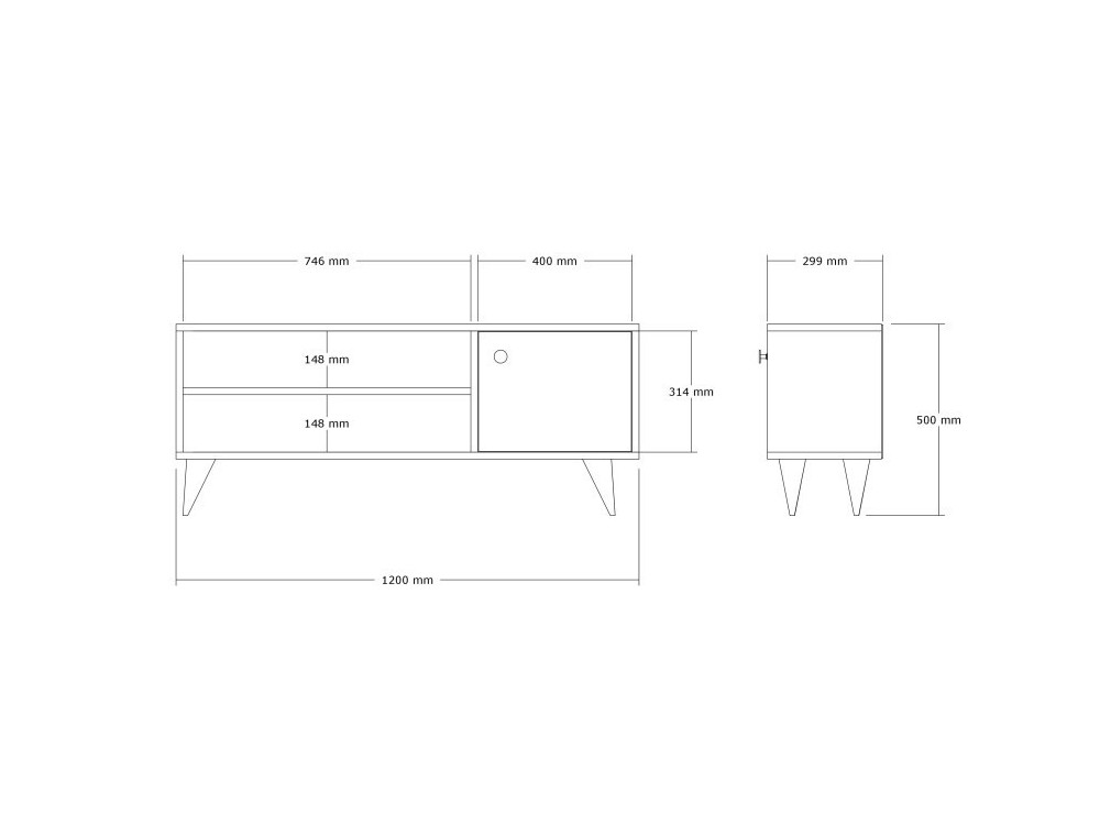 Soporte de TV de madera "Jena" - 120 x 29 x 50 cm - Pino Atlántico