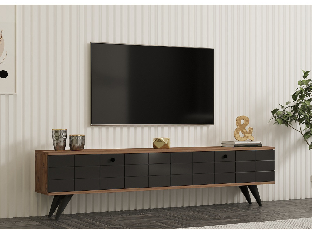 Soporte de TV de madera "Alberi" - 160 x 25 x 35 cm - Gris antracita