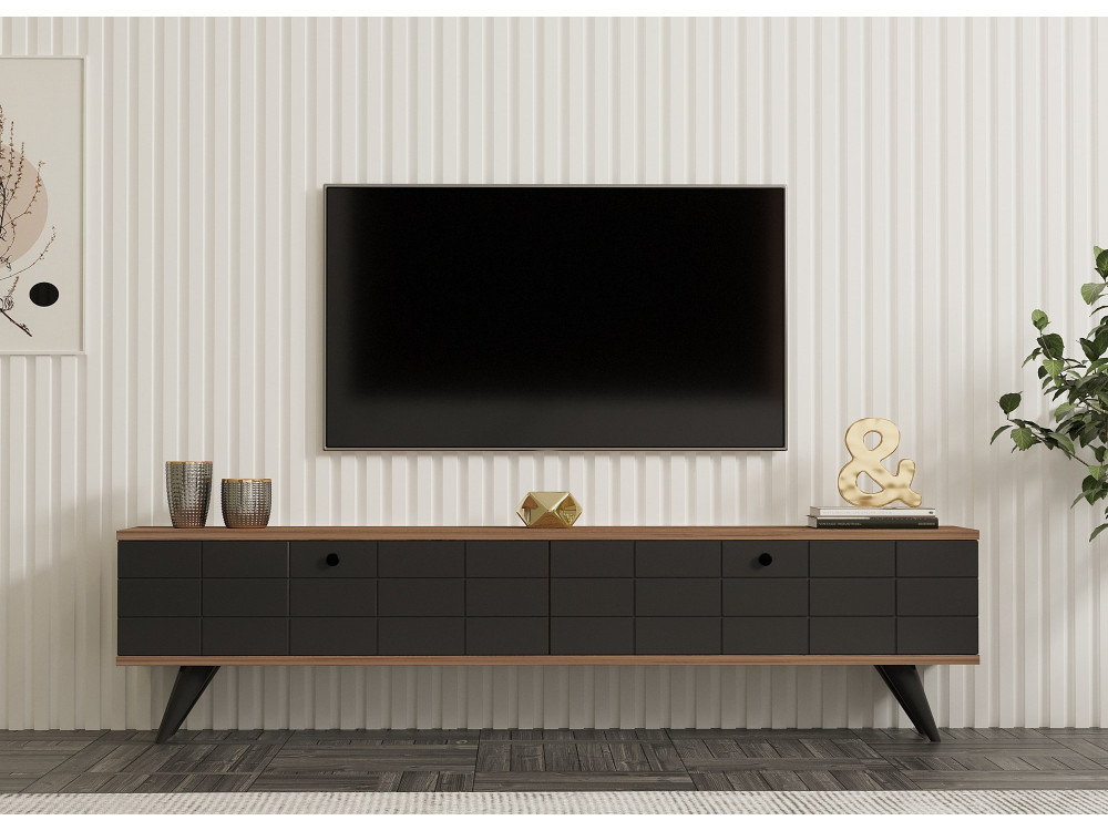 Soporte de TV de madera "Alberi" - 160 x 25 x 35 cm - Gris antracita