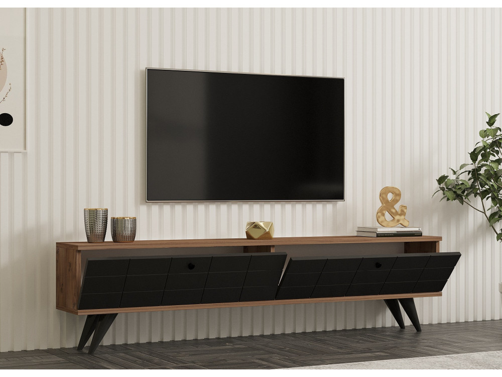 Soporte de TV de madera "Alberi" - 160 x 25 x 35 cm - Gris antracita