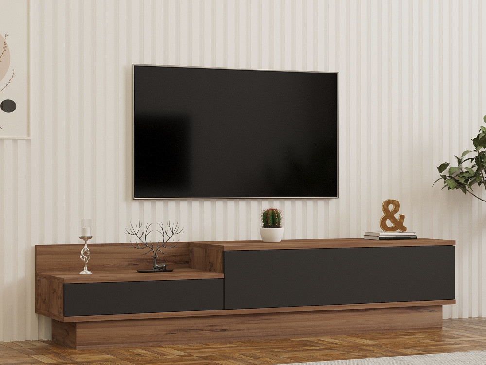 Soporte de TV de madera "Asir" - 160 x 35 x 35 cm - Marrón