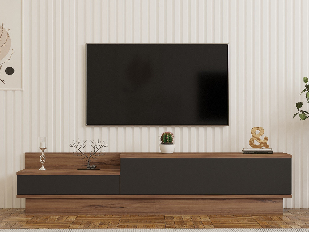 Soporte de TV de madera "Asir" - 160 x 35 x 35 cm - Marrón