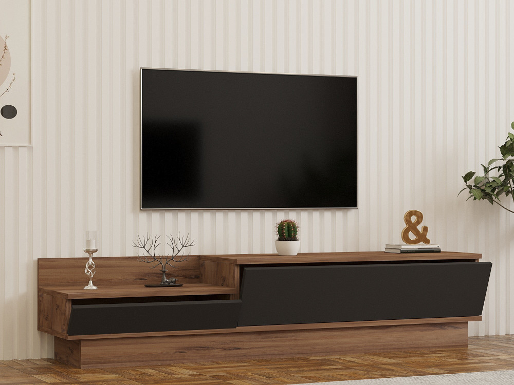 Soporte de TV de madera "Asir" - 160 x 35 x 35 cm - Marrón