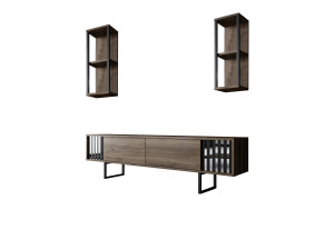 Soporte de TV de madera "Chrome Line" - 180 x 30 x 48 cm - NogalNegro