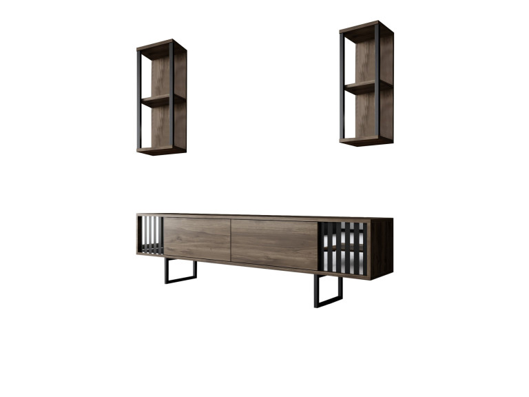Soporte de TV de madera "Chrome Line" - 180 x 30 x 48 cm - NogalNegro