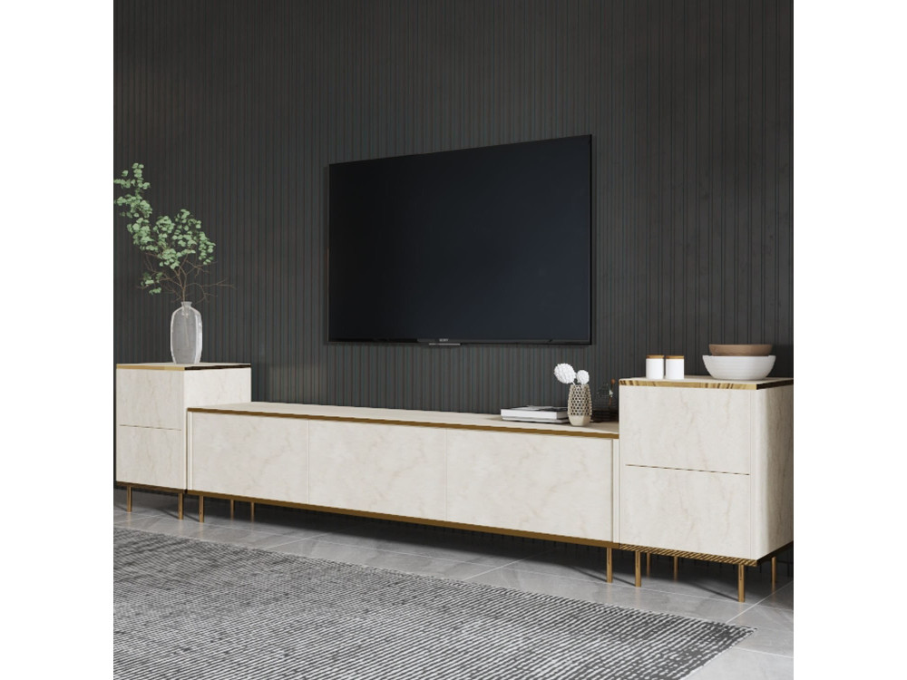 Soporte de TV de madera "Imaj" - 260 x 35 x 60 cm - TravertinOr