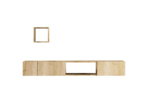 Soporte de TV de madera "Avior" con estante de pared - 180 x 32 x 25 cm - Beige