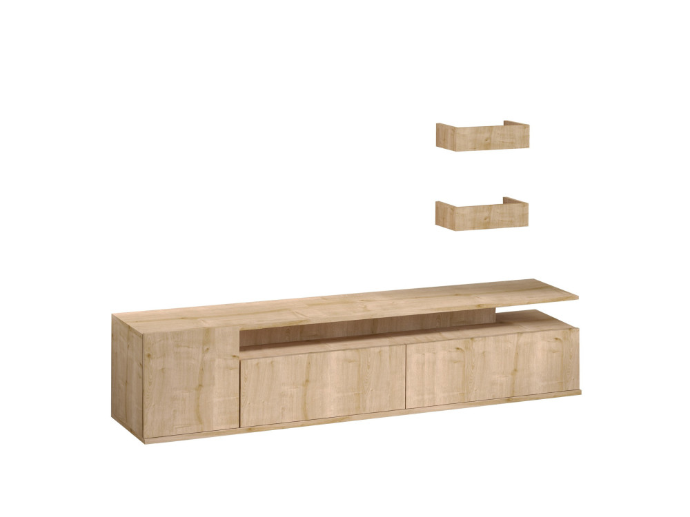 Soporte de TV de madera "Alika" - 180 x 35 x 45 cm - Roble