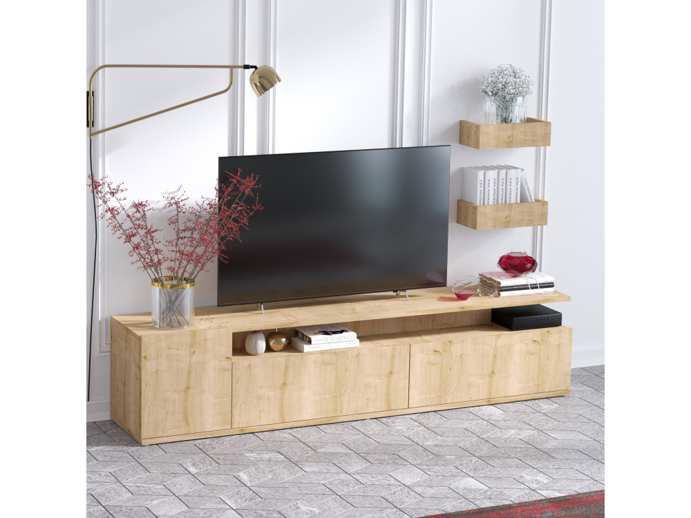 Soporte de TV de madera "Alika" - 180 x 35 x 45 cm - Roble