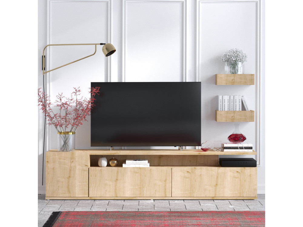 Soporte de TV de madera "Alika" - 180 x 35 x 45 cm - Roble
