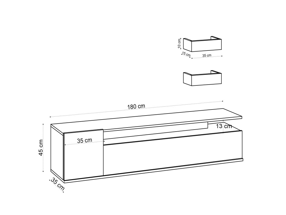 Soporte de TV de madera "Alika" - 180 x 35 x 45 cm - Roble