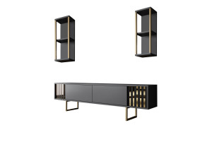 Soporte de TV de madera "Gold Line" - 180 x 30 x 48 cm - AntracitaNegro