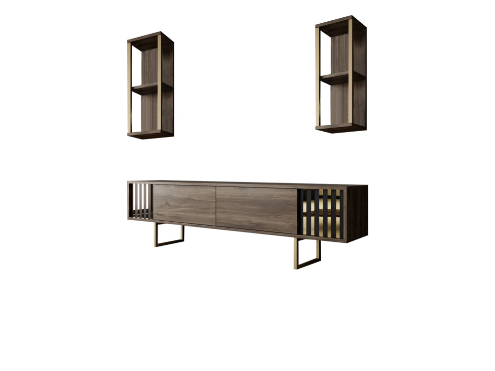 Soporte de TV de madera "Gold Line" - 180 x 30 x 48 cm - NogalNegro