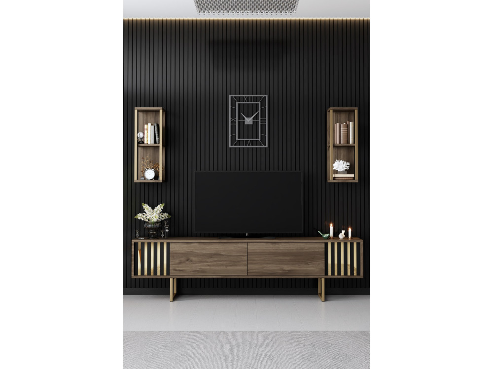Soporte de TV de madera "Gold Line" - 180 x 30 x 48 cm - NogalNegro