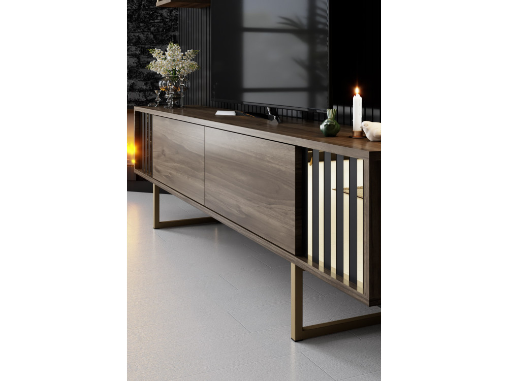 Soporte de TV de madera "Gold Line" - 180 x 30 x 48 cm - NogalNegro