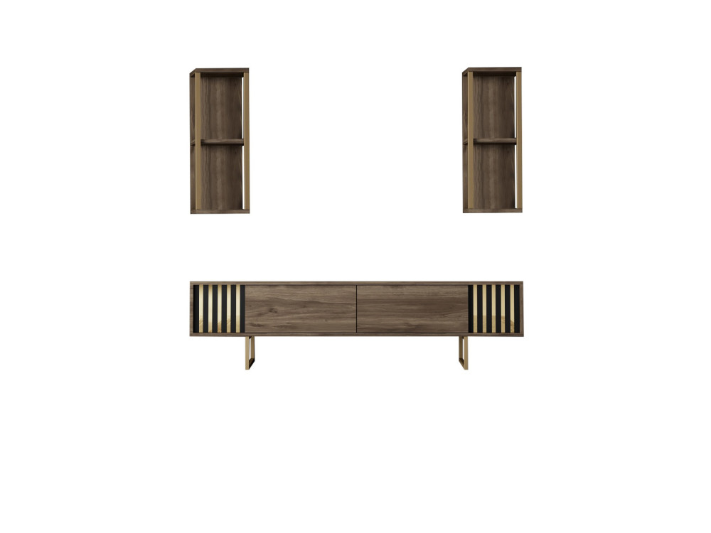 Soporte de TV de madera "Gold Line" - 180 x 30 x 48 cm - NogalNegro