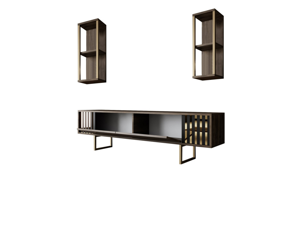 Soporte de TV de madera "Gold Line" - 180 x 30 x 48 cm - NogalNegro