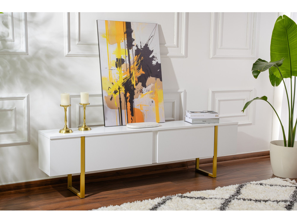 Soporte de TV de madera "Serenity" - 180 x 29 x 50 cm - Blanco