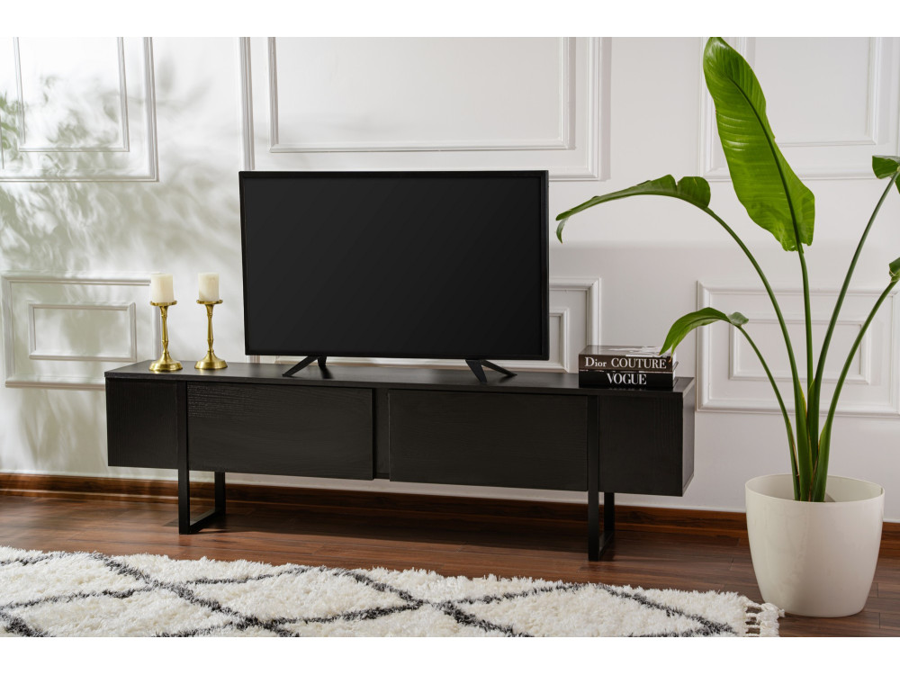 Soporte de TV de madera "Serenity" - 180 x 29 x 50 cm - Negro