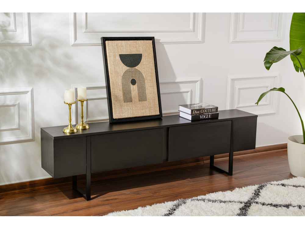 Soporte de TV de madera "Serenity" - 180 x 29 x 50 cm - Negro
