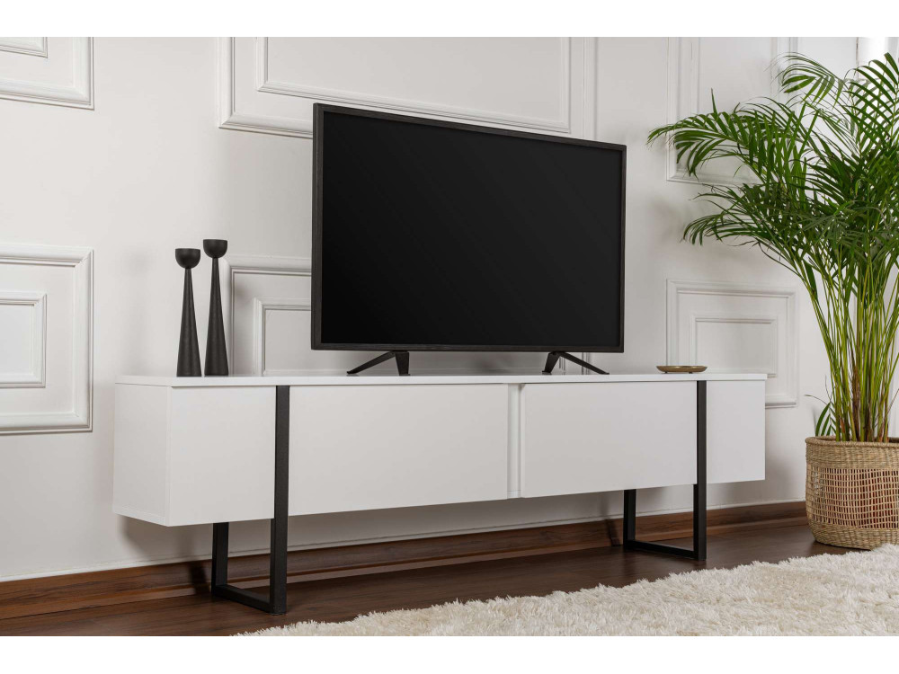 Mueble TV de madera "Serenity" 180 x 30 x 45 cm - Blanco