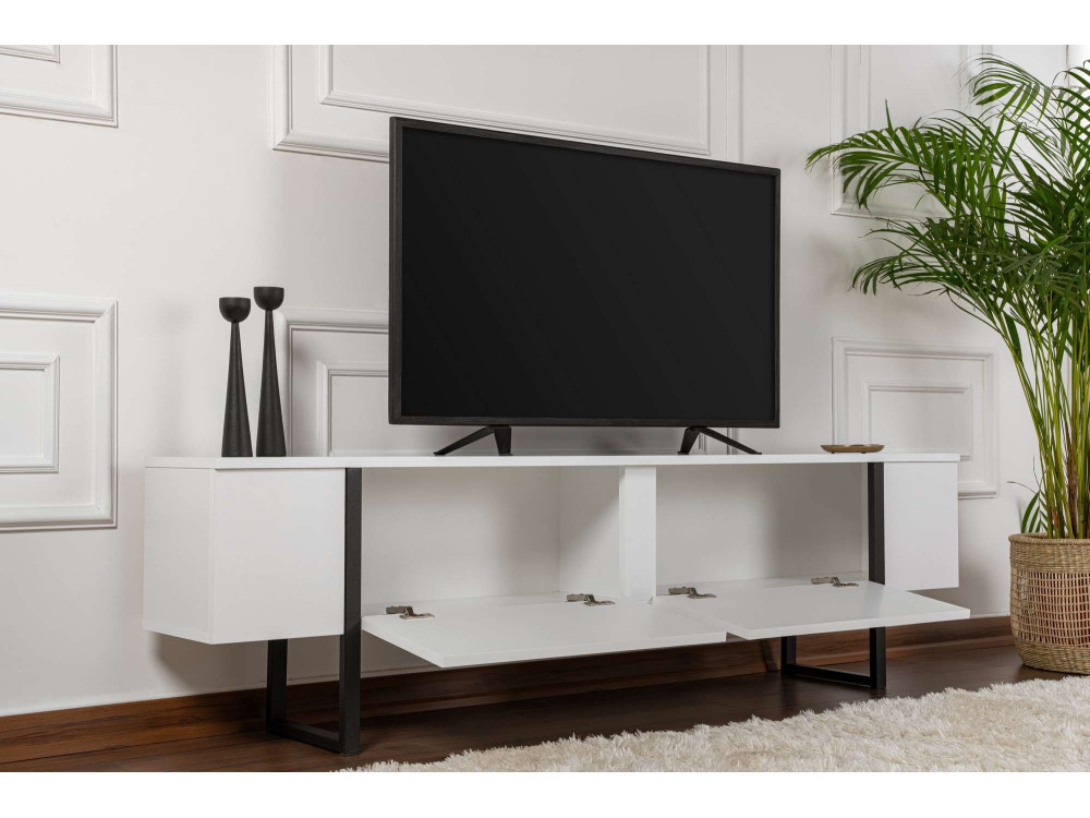 Mueble TV de madera "Serenity" 180 x 30 x 45 cm - Blanco