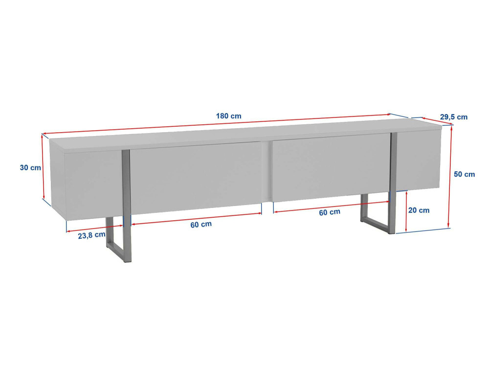 Mueble TV de madera "Serenity" 180 x 30 x 45 cm - Blanco