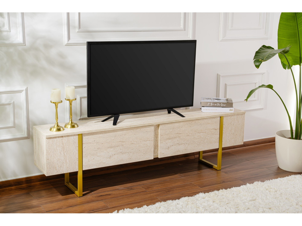 Mueble TV de madera "Serenity" 180 x 30 x 50 cm - Travertino