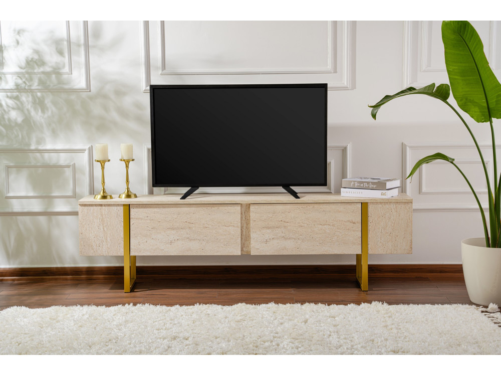 Mueble TV de madera "Serenity" 180 x 30 x 50 cm - Travertino