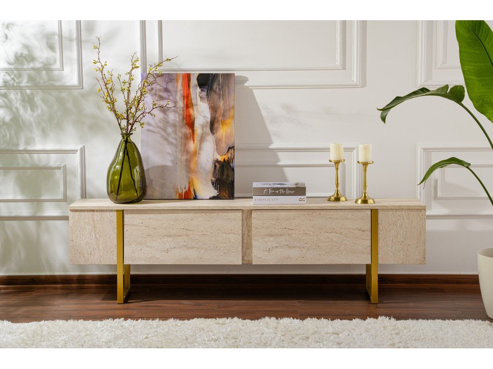 Mueble TV de madera "Serenity" 180 x 30 x 50 cm - Travertino