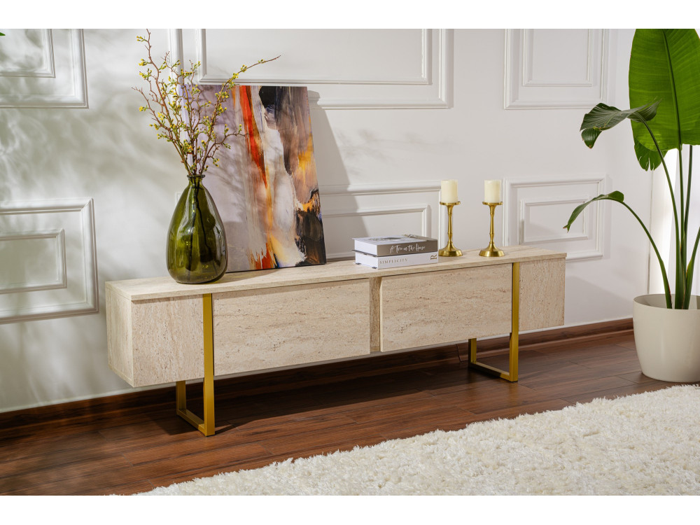 Mueble TV de madera "Serenity" 180 x 30 x 50 cm - Travertino
