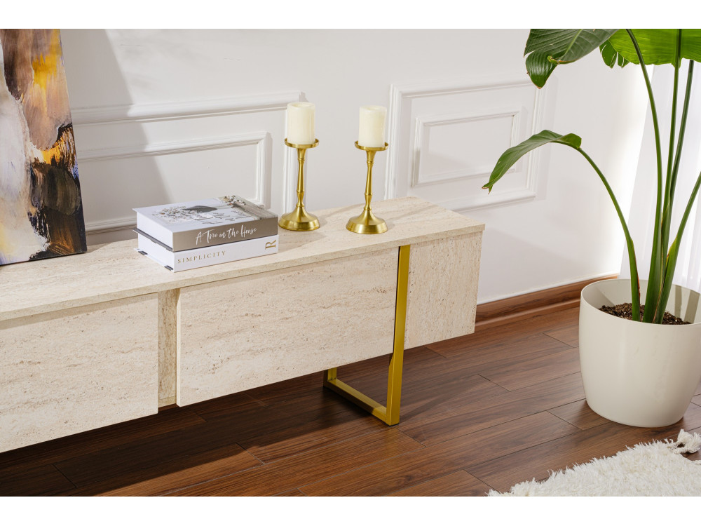 Mueble TV de madera "Serenity" 180 x 30 x 50 cm - Travertino
