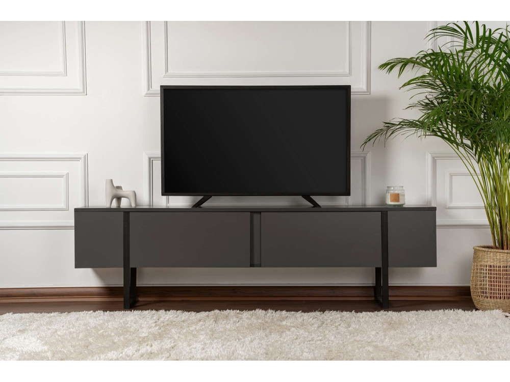 Mueble TV de madera "Serenity" 180 x 30 x 50 cm - Antracita