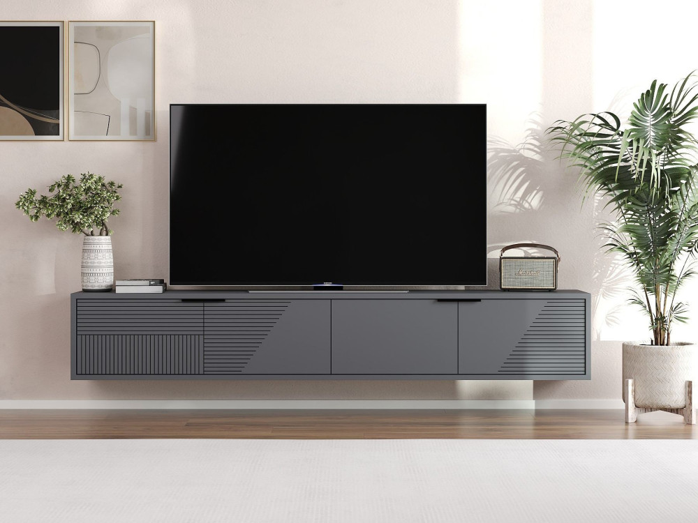 Mueble TV de madera "Parla" 180 x 30 x 30 cm - Antracita