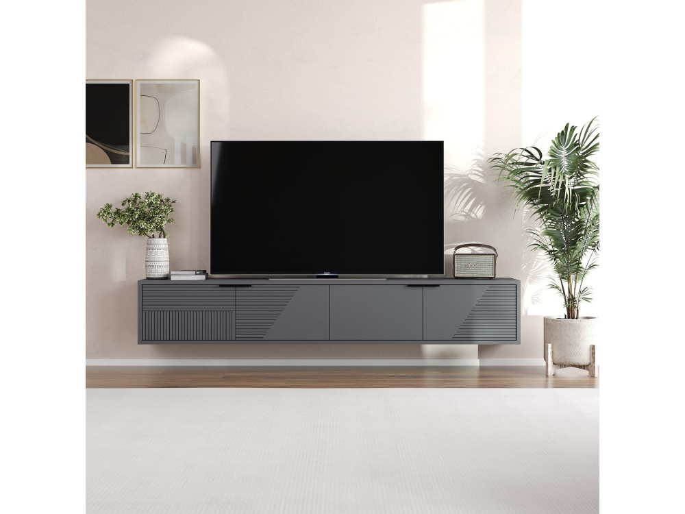 Mueble TV de madera "Parla" 180 x 30 x 30 cm - Antracita