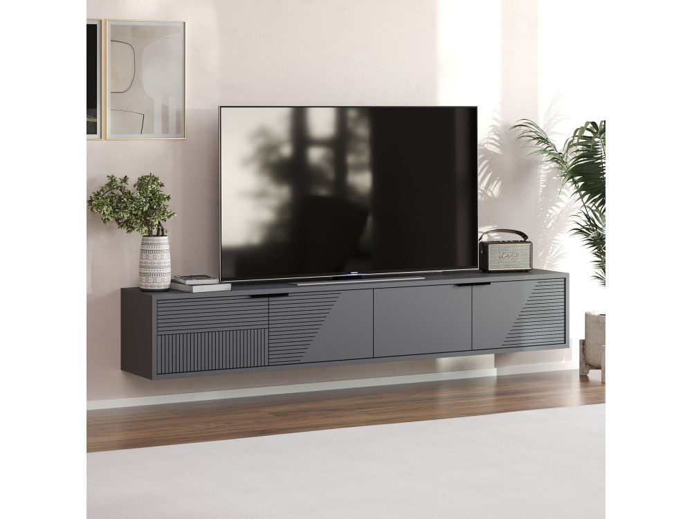 Mueble TV de madera "Parla" 180 x 30 x 30 cm - Antracita