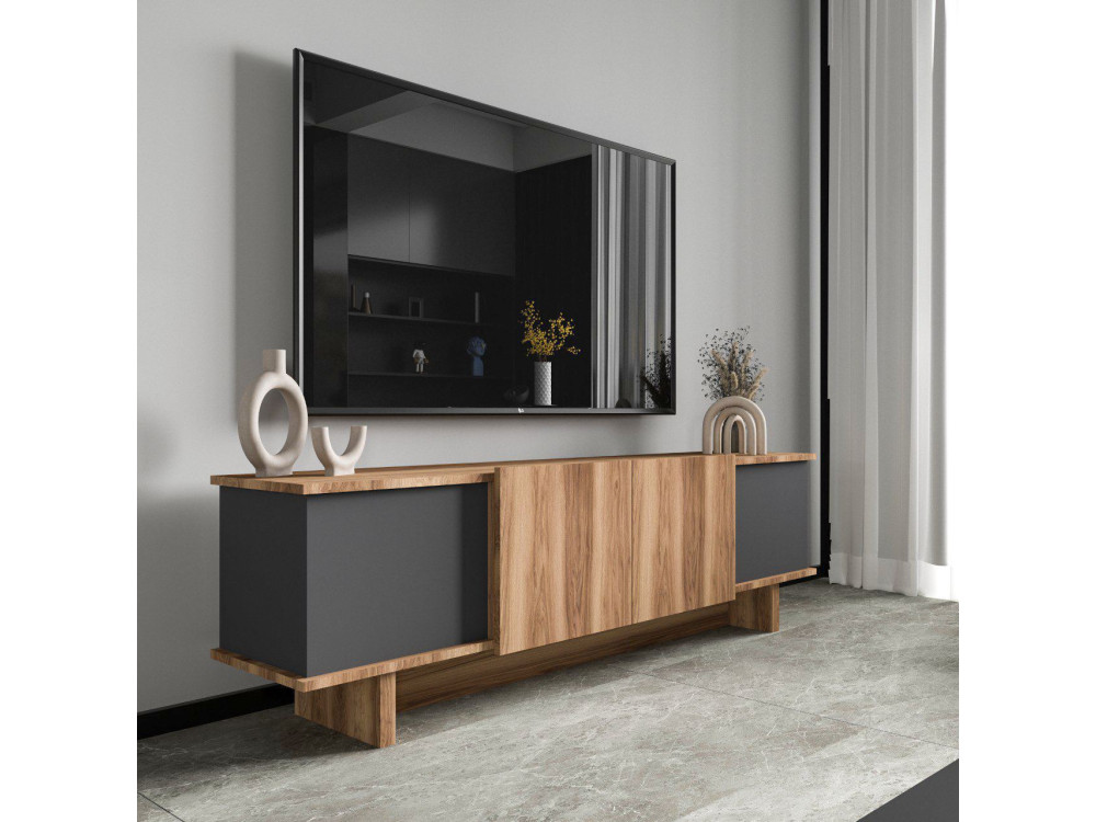 Mueble TV de madera "Diana" 180 x 33 x 50 cm - Antracita