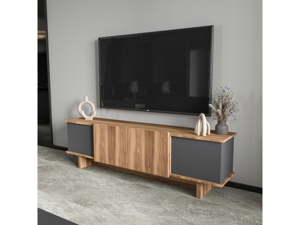 Mueble TV de madera "Diana" 180 x 33 x 50 cm - Antracita