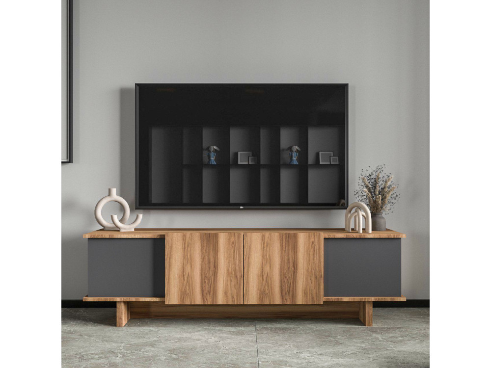 Mueble TV de madera "Diana" 180 x 33 x 50 cm - Antracita