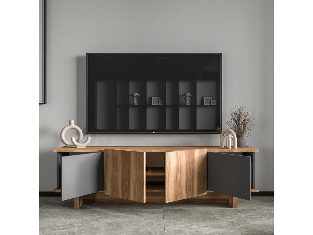 Mueble TV de madera "Diana" 180 x 33 x 50 cm - Antracita